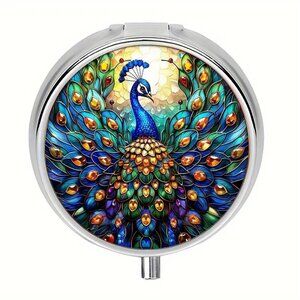 1pc.  Colorful Peacock Pill Box